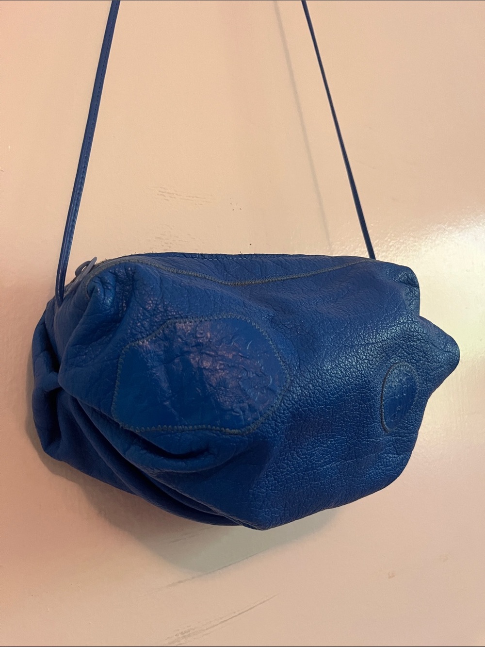 VTG Carlos Falchi Blue Leather Crossbody Bag